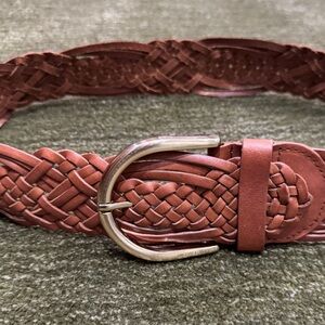 Michael Kors, Woven Leather Belt, Brown/Tan, Small